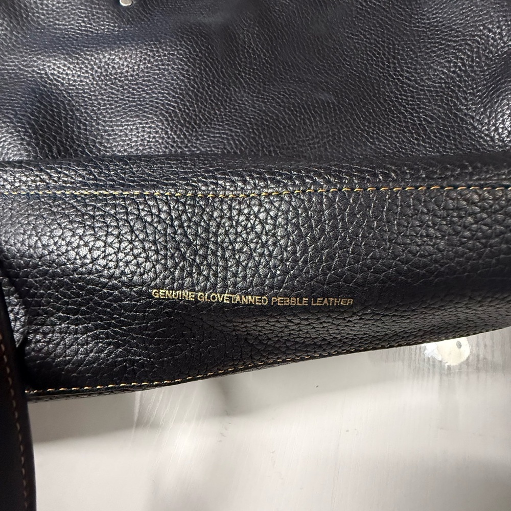 Black Leather Computer Tote Shoulder Bag - Picture 4 of 14